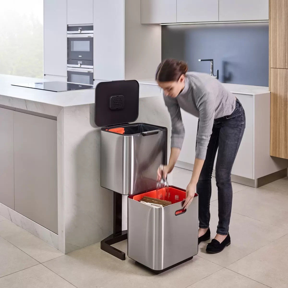 Joseph Joseph 60L Totem Max Waste Separation Unit - Stainless Steel