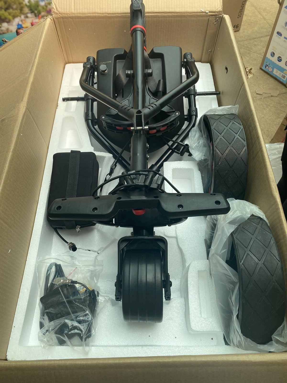 Ben Sayers 18-Hole Electric Golf Trolley in Black and Red