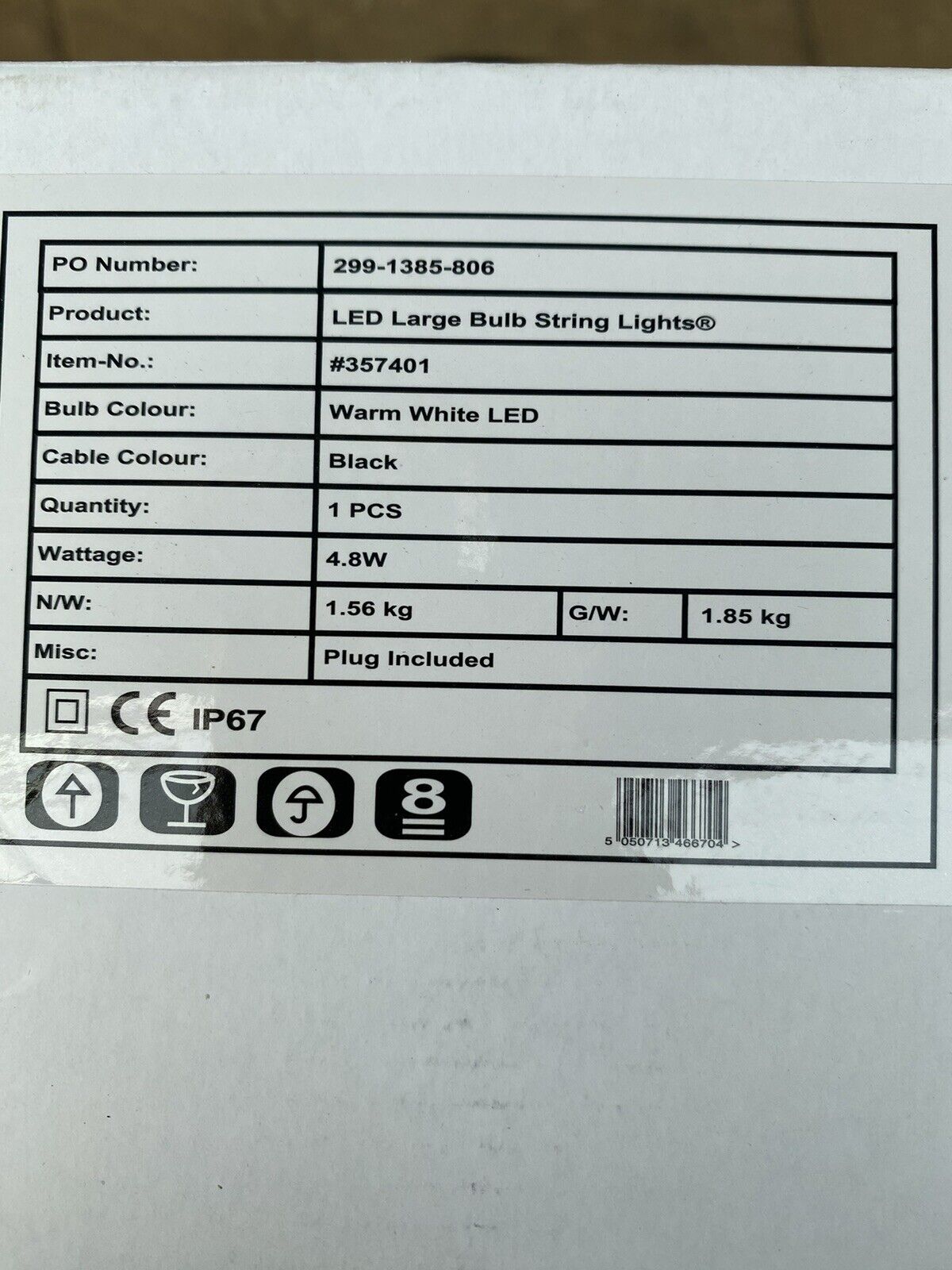 NEW Lights4You 33ft (10m) 50 Large Bulb Warm White Garden Outdoor String Lights