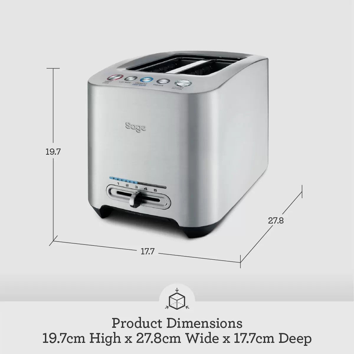 SAGE The Smart Toast 1000W 2-Slice Toaster - Brushed Stainless Steel (BTA825UK)