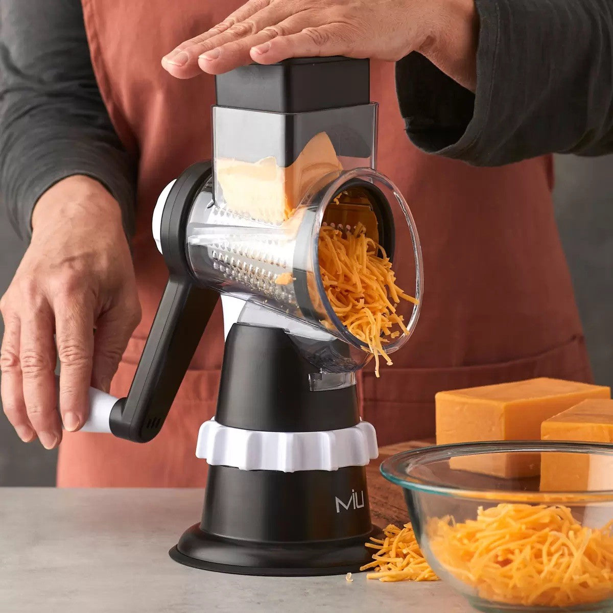 MIU Rotary Drum Grater with 4 Attachments Black