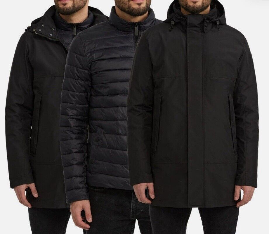 Pajar Men's 3 in 1 Jacket w/Hood Quilted Lightweight 3M Thinsulate Black, XXL