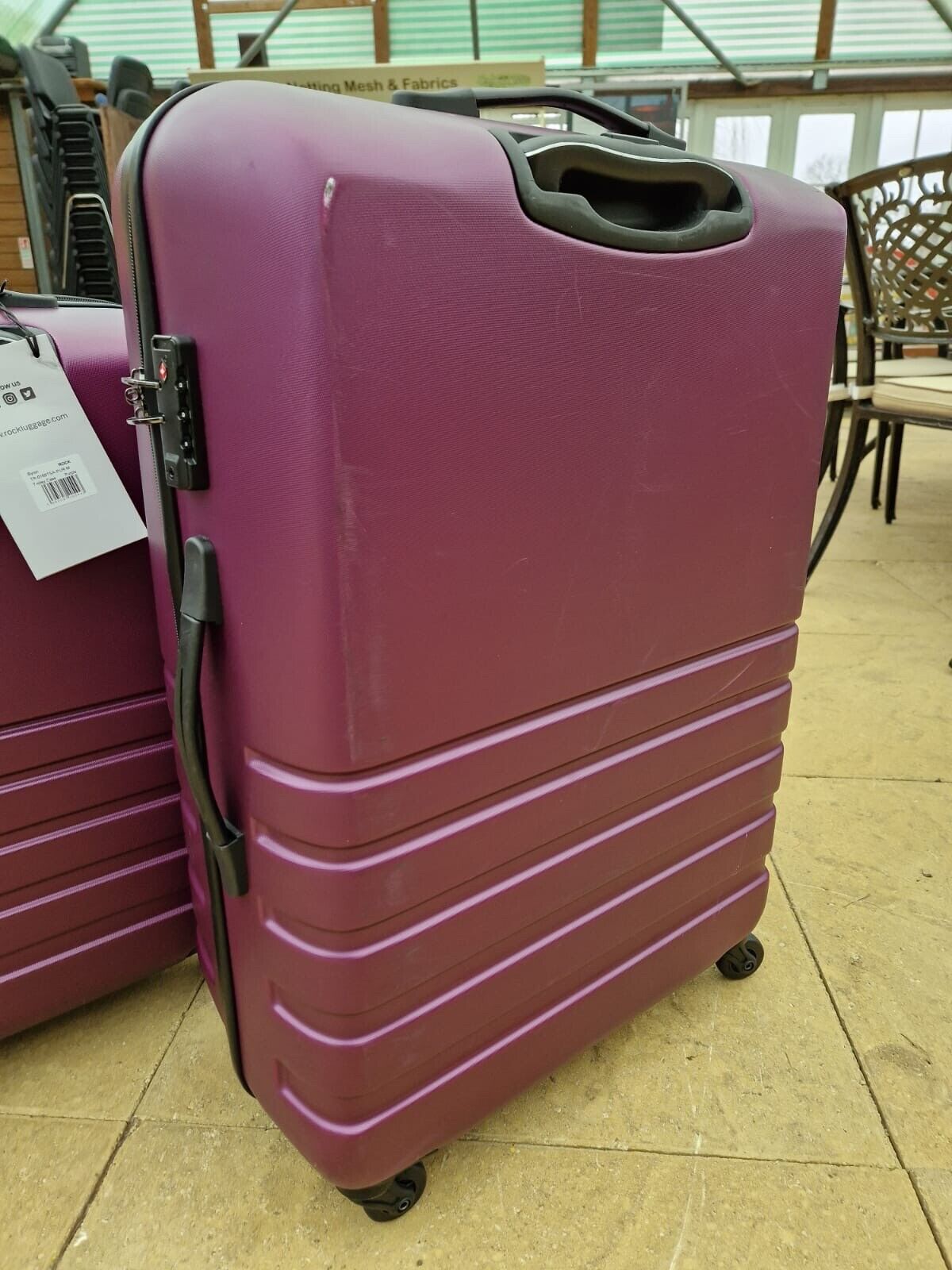 Rock Byron 3 Piece Hardside Luggage Suitcase Set in Purple - Ex-display