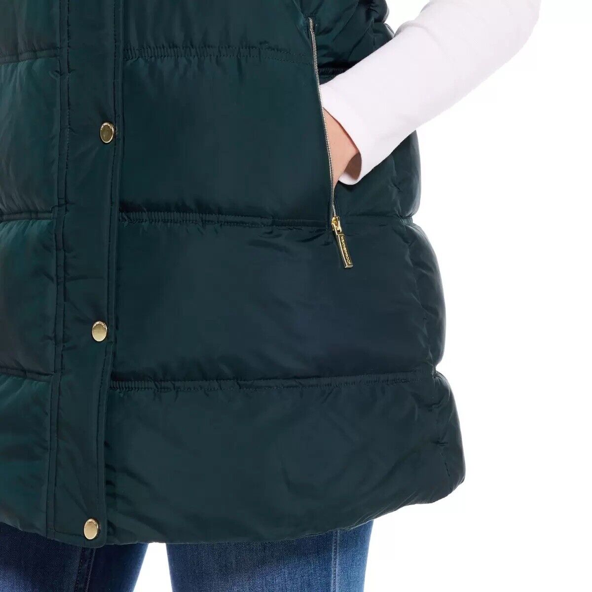 Weatherproof Ladies Hooded Long Gilet in Green