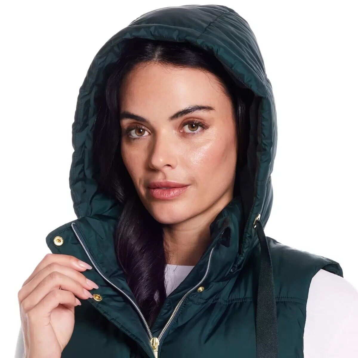 Weatherproof Ladies Hooded Long Gilet in Green