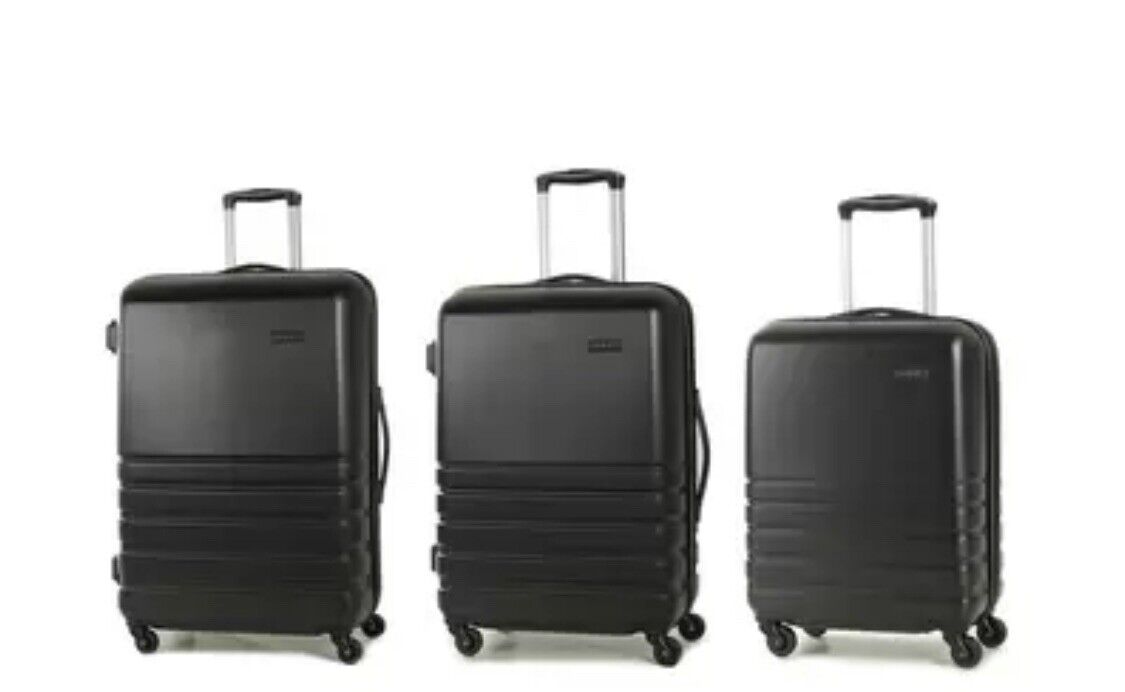 Rock Byron 3 Piece Hardside Luggage Set in Black 5032-1-D- Ex-display**