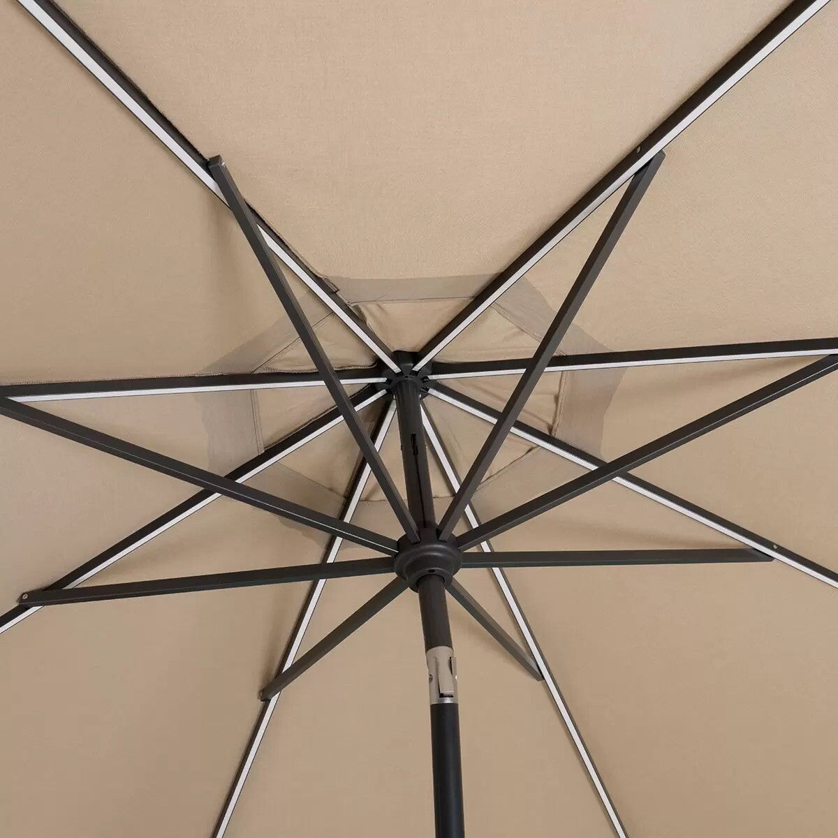 SunVilla 10ft (3m) Solar LED Round Market Umbrella in Myra Wheat