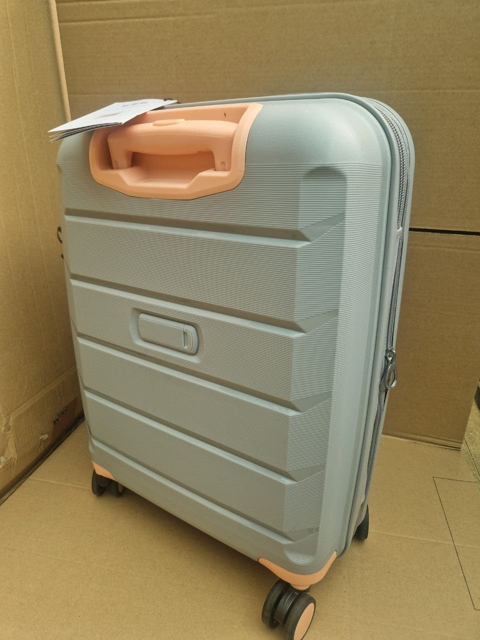 Rock Tulum 2 Piece Hardside Luggage Suitcase Set in Stylish Grey Spinner Wheels