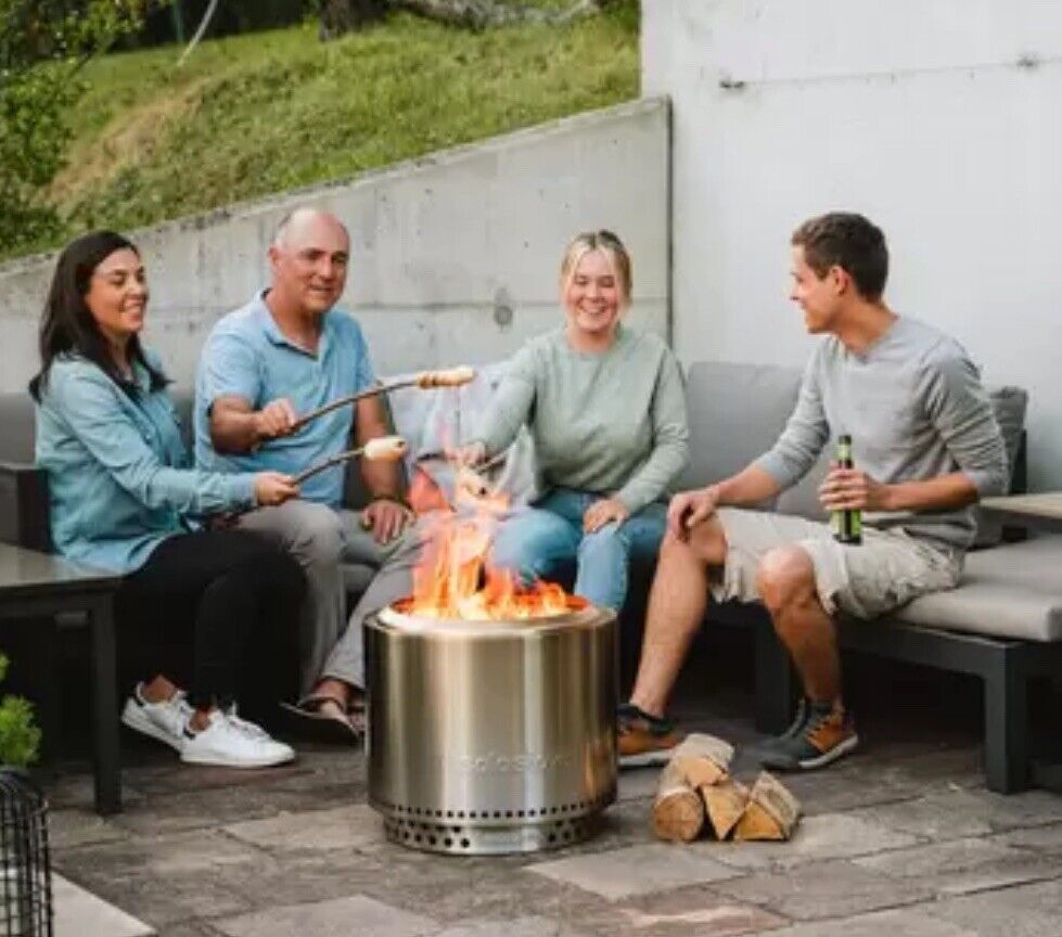 Solo Stove Bonfire 2.0 Wood Burning Stainless Steel Fire Pit Bundle-New Opened