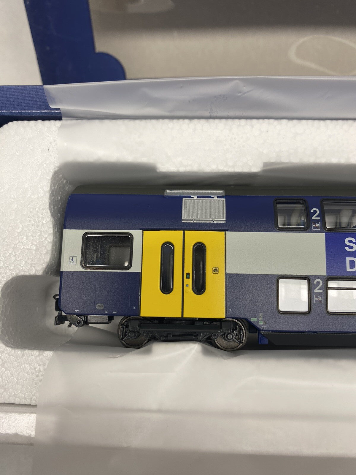 Tillig 73805 2nd class double-deck coach of the SBB with advertising