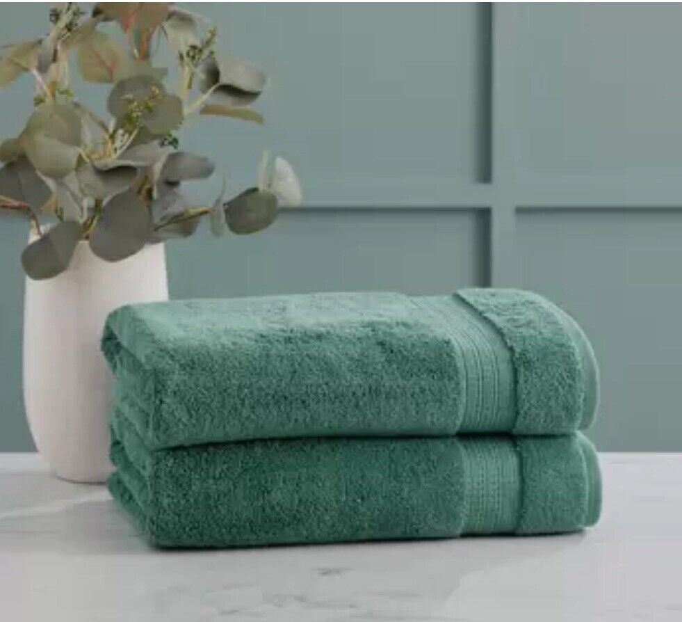 Grandeur 100% Hygro Cotton Bath Sheets / Towels / Pack of 2 in Oil Blue 76x147cm