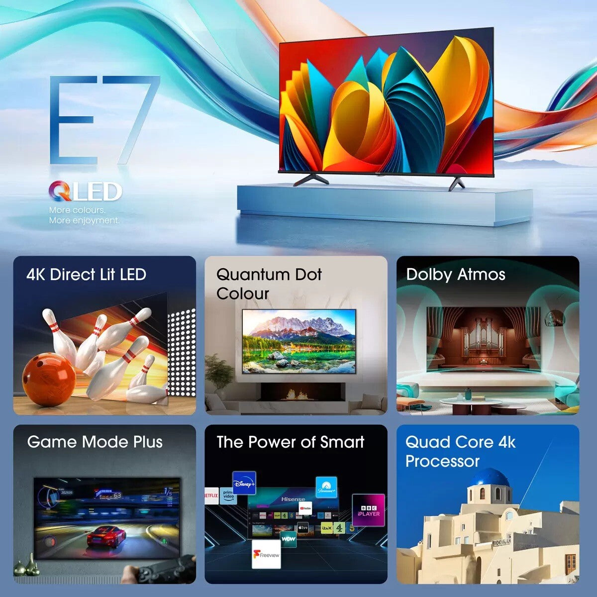 Hisense 43E7NQTUK 43 Inch QLED Freely Smart TV