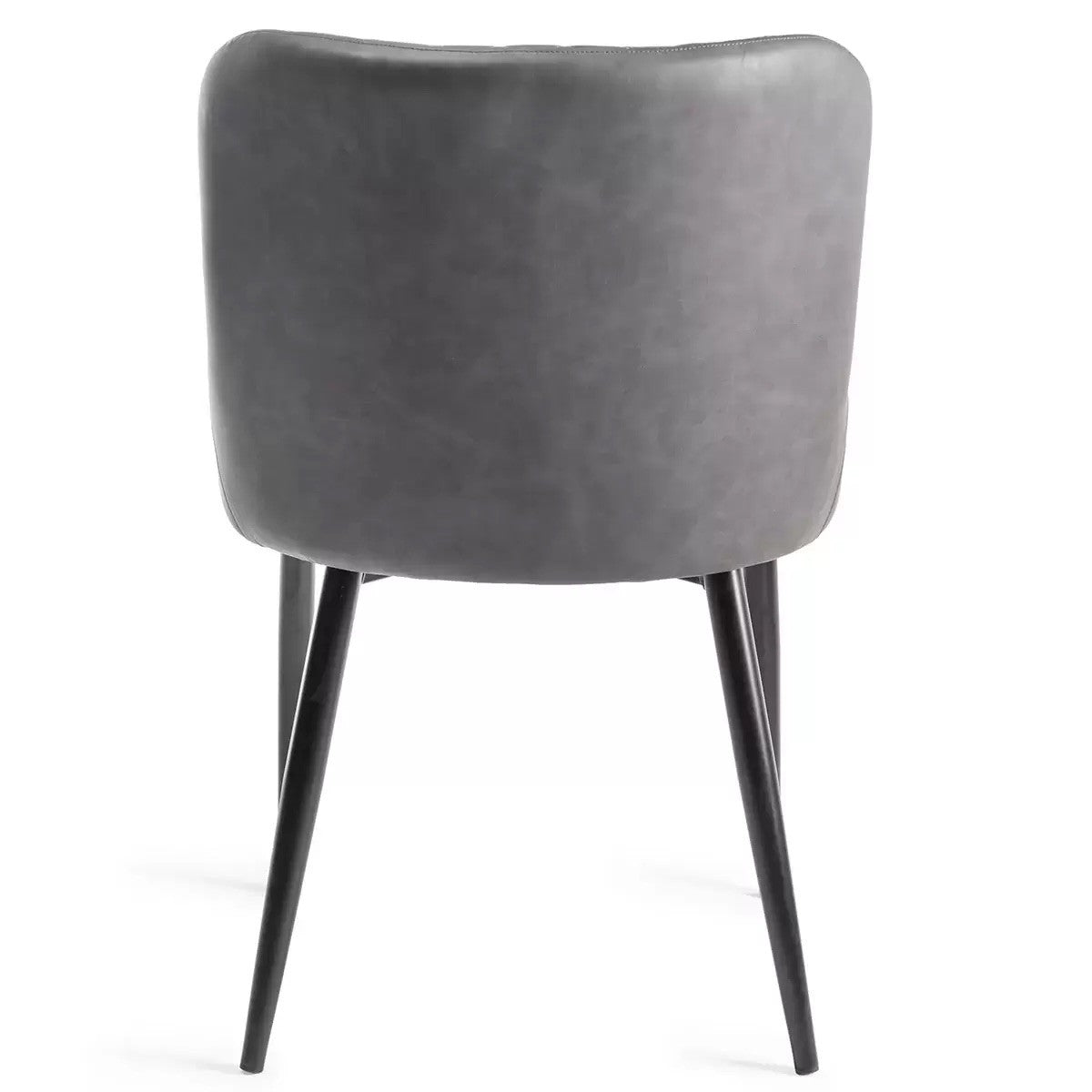 Dining Chair Grey Faux Leather Diamond Stitch, 2 Pack Luxury Modern Finch