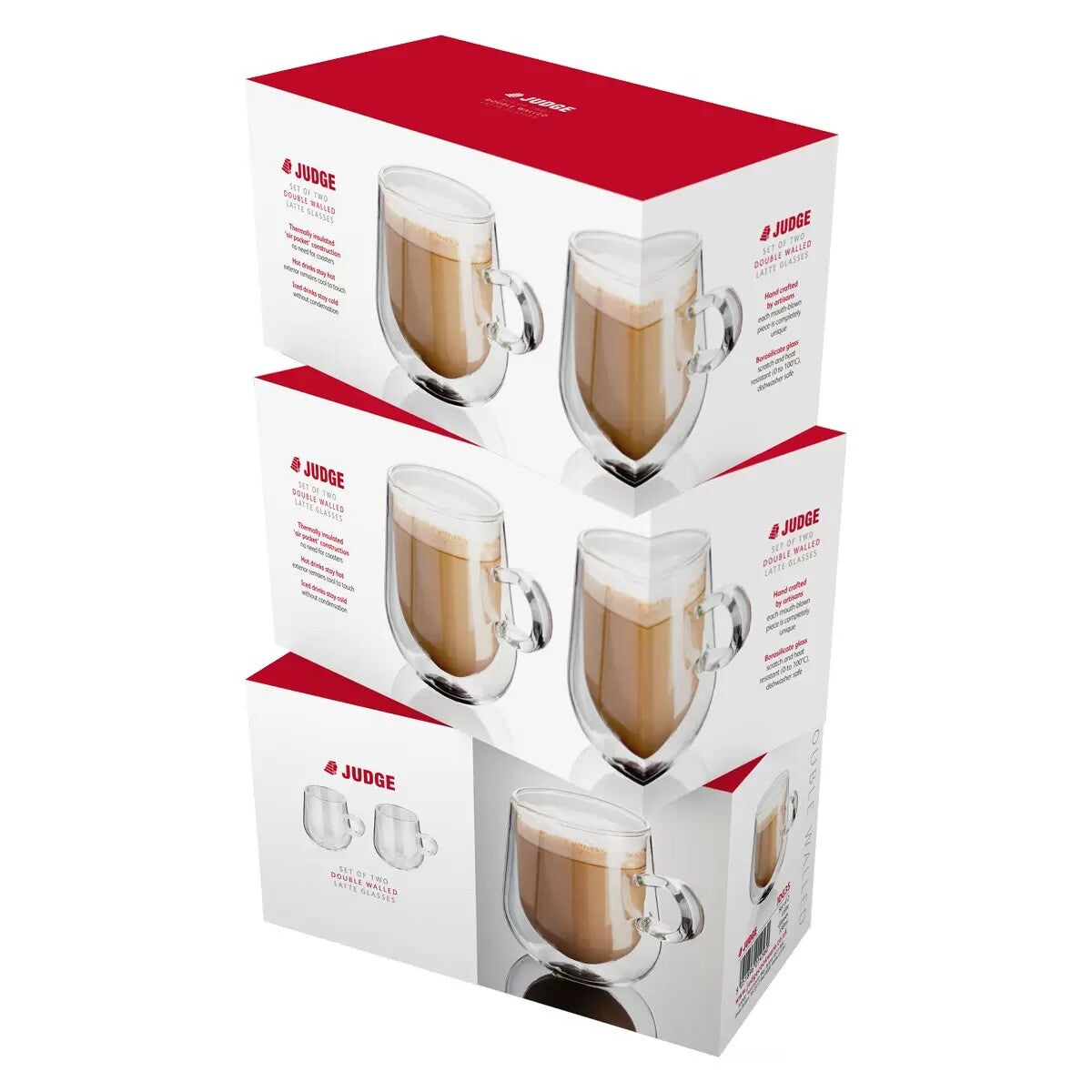 Judge Double Walled Latte Glass Set, 275ml, 6 Pack