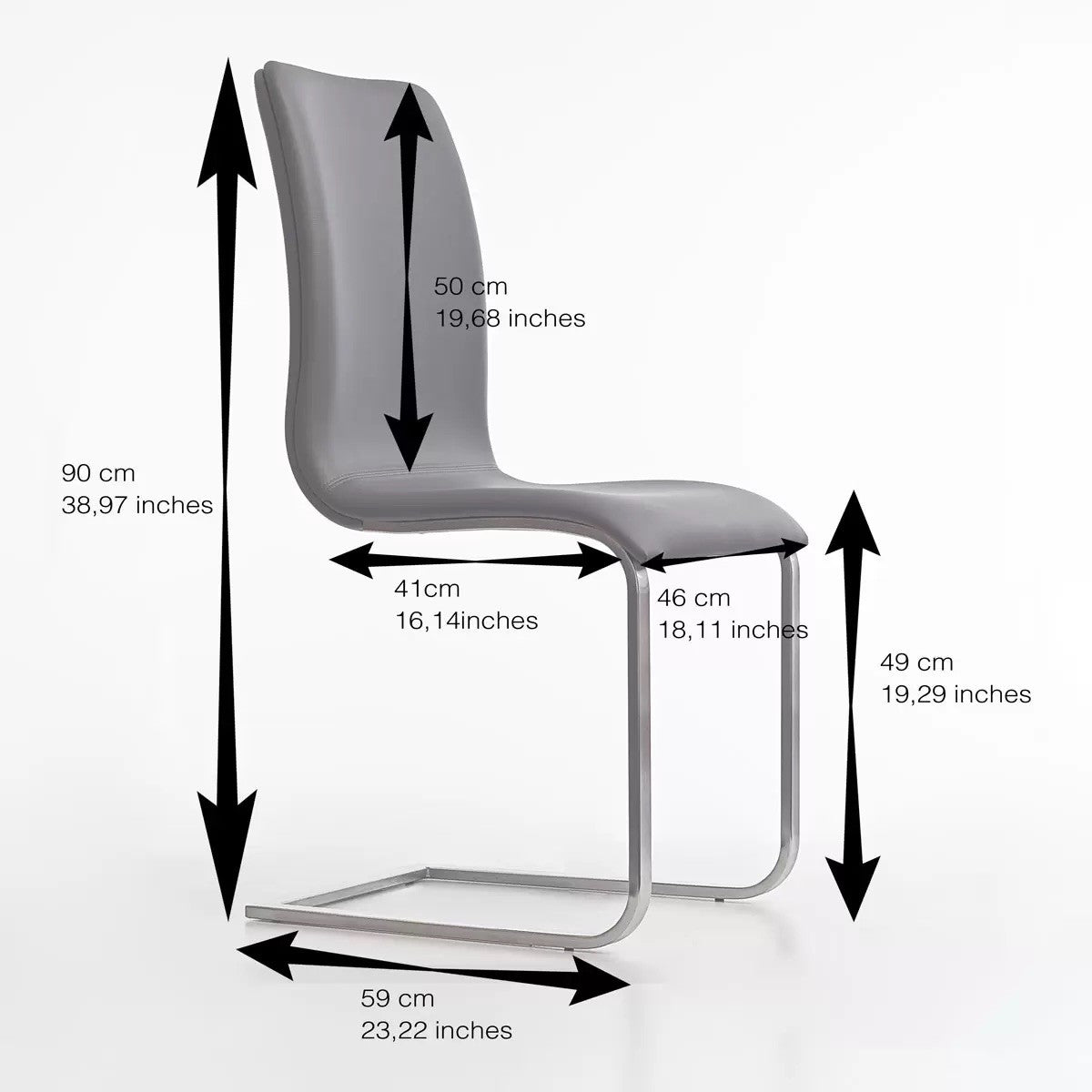 Peressini Rio Light Grey Faux Leather Dining Chair, 2 Pack