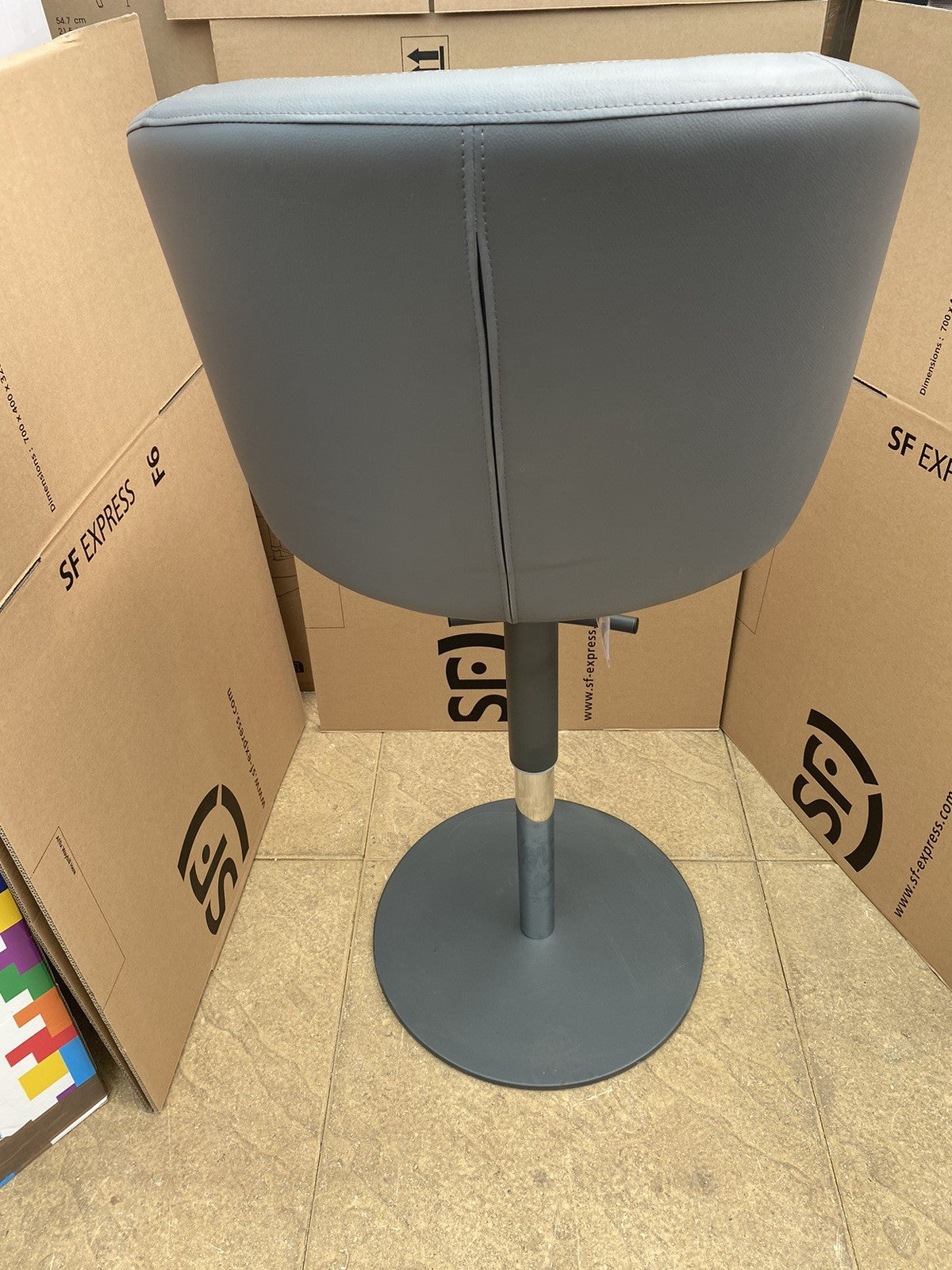 Peressini Doris Mid Grey Faux Leather Gas Lift Bar Stool