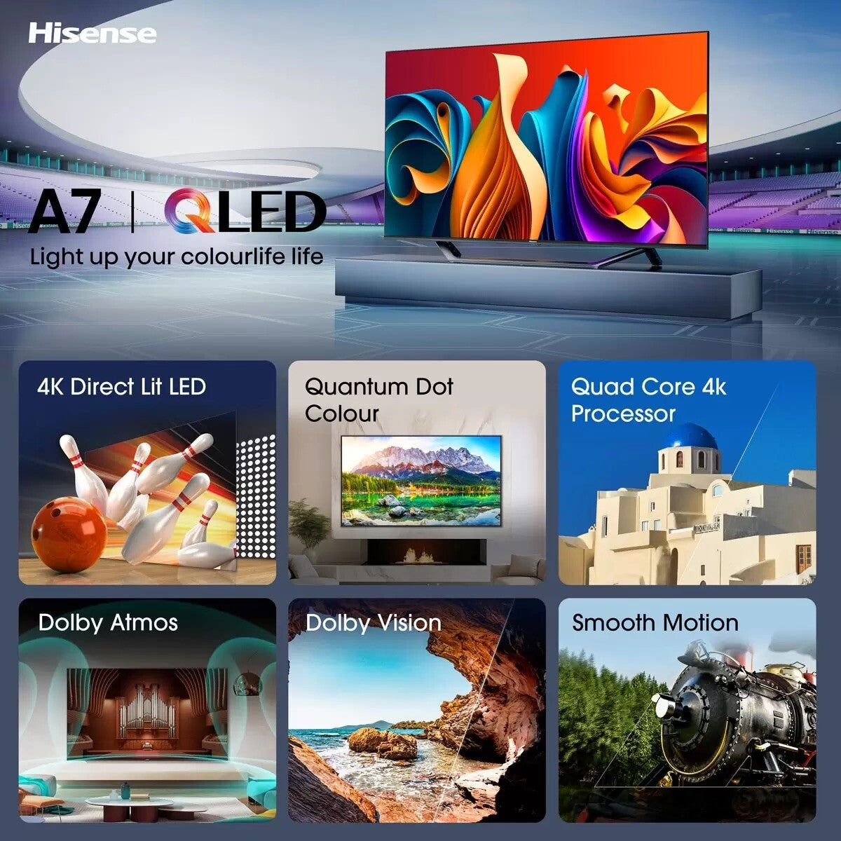 Hisense QLED 4K Smart Freely TV 43A7NQTUK 43 Inch Quad Core *New, Box Damaged*