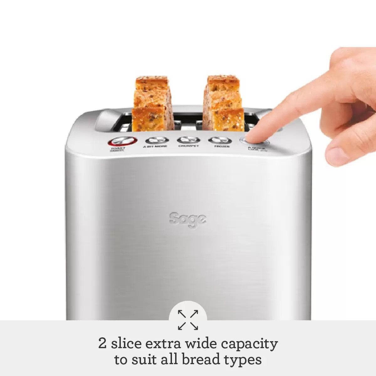 SAGE The Smart Toast 1000W 2-Slice Toaster - Brushed Stainless Steel (BTA825UK)