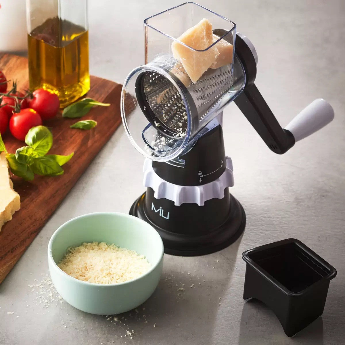 MIU Rotary Drum Grater with 4 Attachments Black