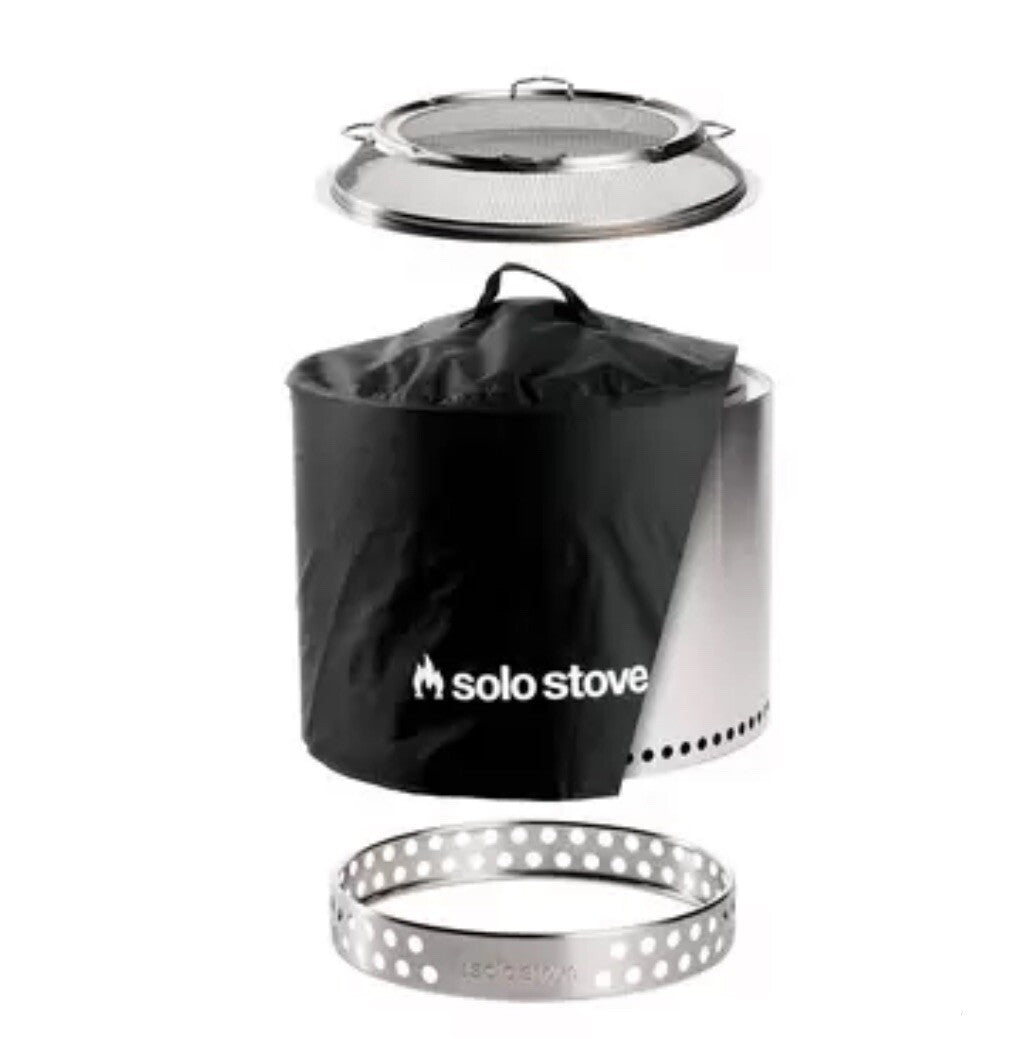 Solo Stove Bonfire 2.0 Wood Burning Stainless Steel Fire Pit Bundle-New Opened