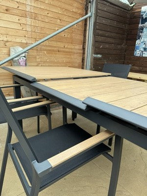 Dining Garden Set Pro Loisirs Louisiane 6 Piece Modern Wood Look Extendable