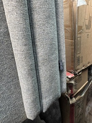 Bordeaux Button Back Grey Fabric 2 Seater Sofa Wood Legs Brand New