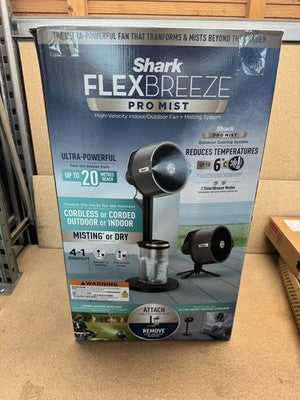 Shark FlexBreeze Pro Mist Indoor & Outdoor Fan with Misting System Grey FA300UK