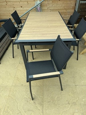 Dining Garden Set Pro Loisirs Louisiane 6 Piece Modern Wood Look Extendable
