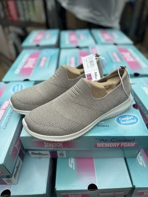 Skechers Trainers Ladies Ultra Flex Memory Foam in Taupe, Size UK 8 / Brand New