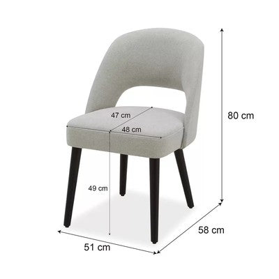 Kobe Grey Fabric Dining Chairs Set of 2 Solid Wood Legs Furniture Grey Fabric