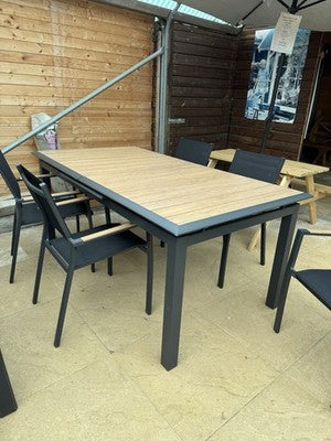 Dining Garden Set Pro Loisirs Louisiane 6 Piece Modern Wood Look Extendable