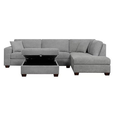 Thomasville Miles Grey Fabric Corner Sofa & Ottoman Right Hand Facing Ex-Display