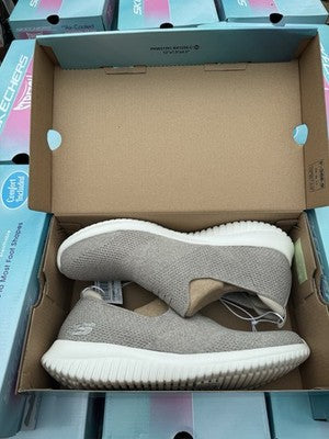 Skechers Trainers Ladies Ultra Flex Memory Foam in Taupe, Size UK 8 / Brand New