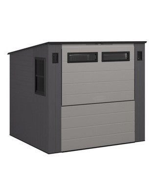 Suncast Cabana Bar Table Entertainment Garden Shed 8”x7' Storage Grey NEW