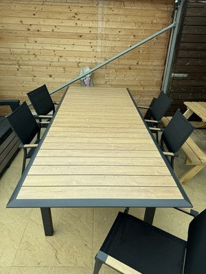 Dining Garden Set Pro Loisirs Louisiane 6 Piece Modern Wood Look Extendable