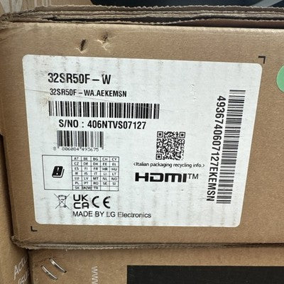 LG Smart Monitor 32 Inch Full HD 1080P, IPS Panel Smart TV Remote 32SR50F-W VAT