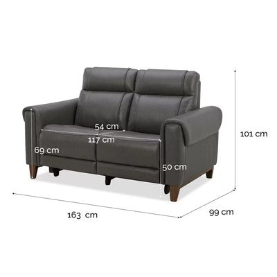 Aiden & Ivy Spencer Grey Leather Power Reclining 2 Seater Sofa
