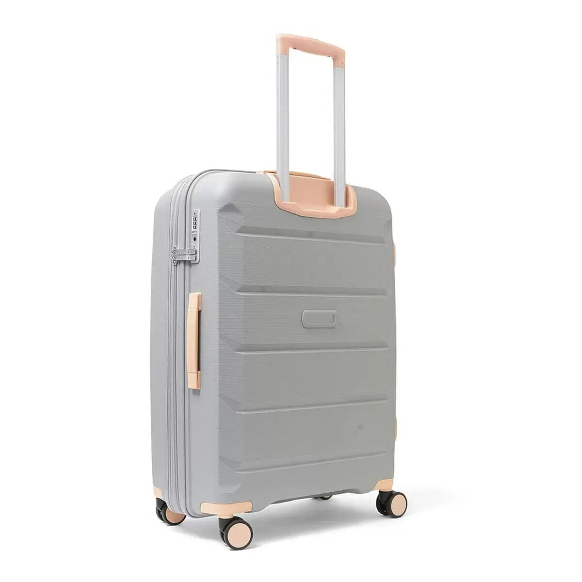 Rock Tulum 2 Piece Hardside Luggage Suitcase Set in Stylish Grey Spinner Wheels