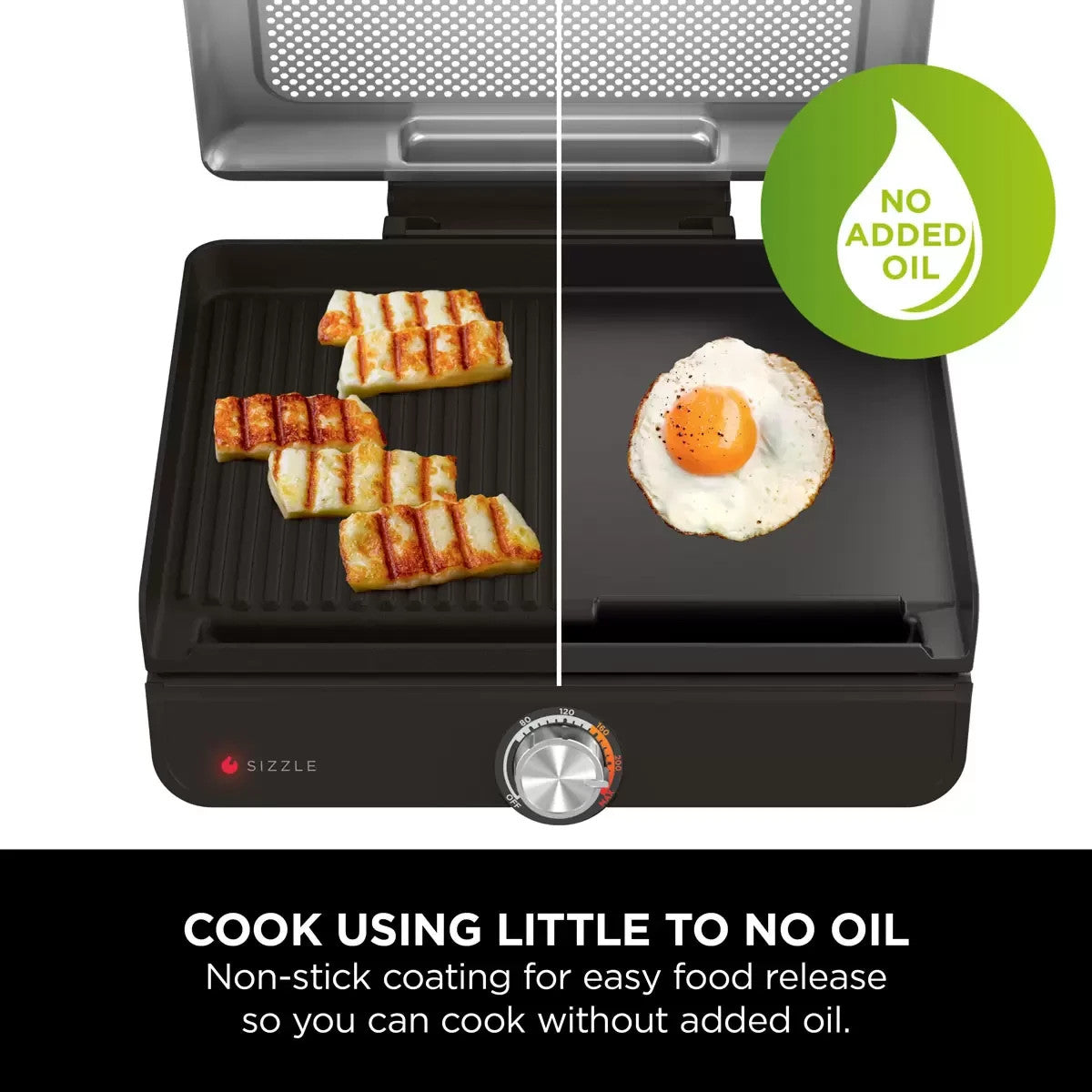 Ninja Sizzle Indoor Grill and Flat Plate Model GR101UK Black
