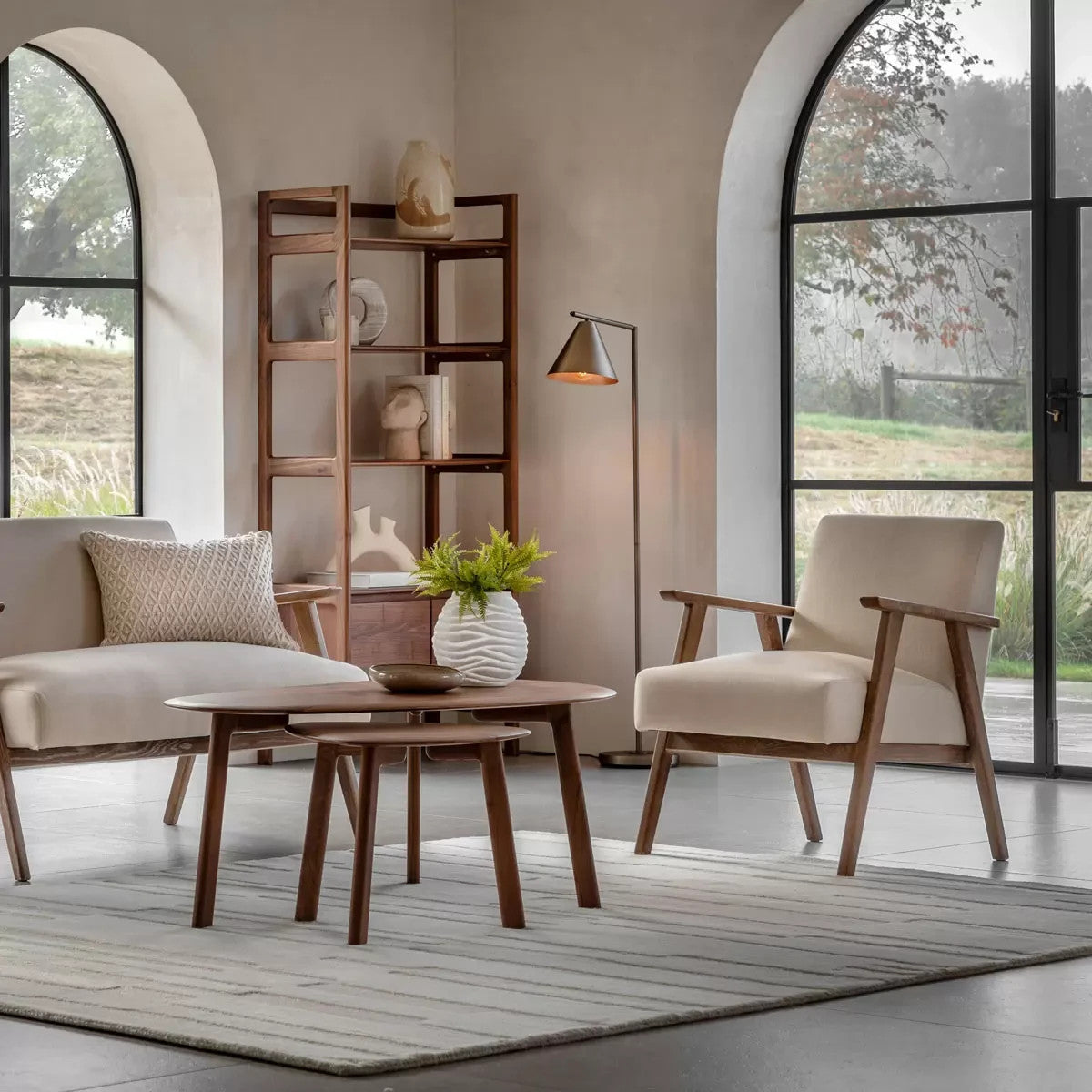 Gallery Neyland Natural Linen Armchair Chair Solid Wood