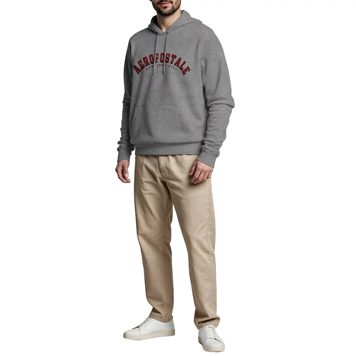 Aeropostale Men's Fleece Hoody in Heather Grey, Large