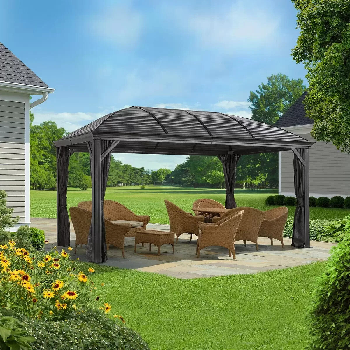 Sojag Moreno 10ft x 16ft 2.89 x 4.74m Aluminium Frame Sun Shelter Steel Roof VAT