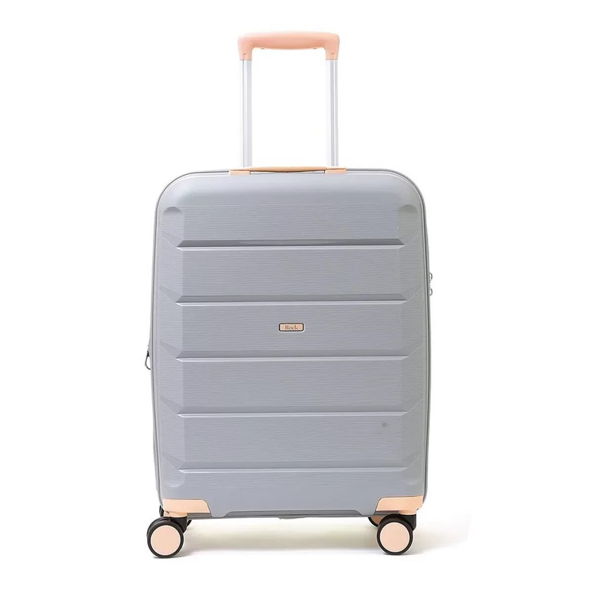 Rock Tulum 2 Piece Hardside Luggage Suitcase Set in Stylish Grey Spinner Wheels