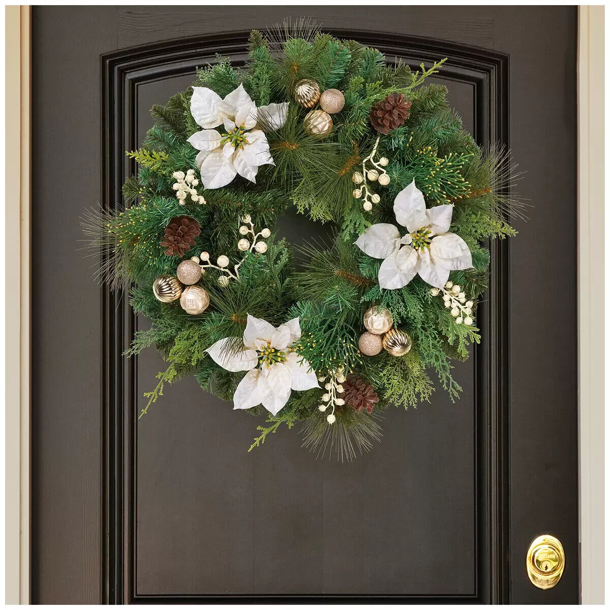 COSTCO 24 Inch (61cm) Unlit Christmas Decorated Wreath in White