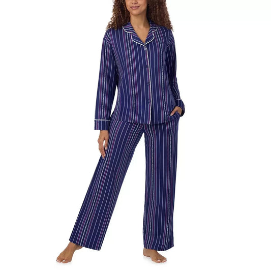 DKNY Women's Notch Collar Pyjama Set in Blue, Small