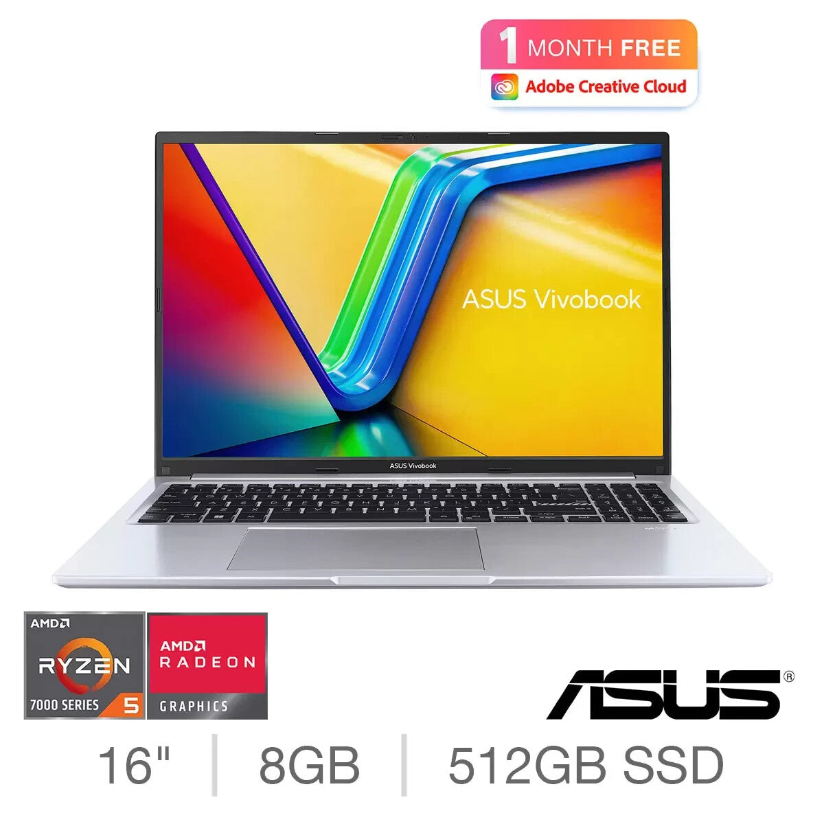 ASUS Vivobook Laptop Ryzen 5, 8GB RAM,512GB SSD, 16 Inch M1605YA-MB333W VAT