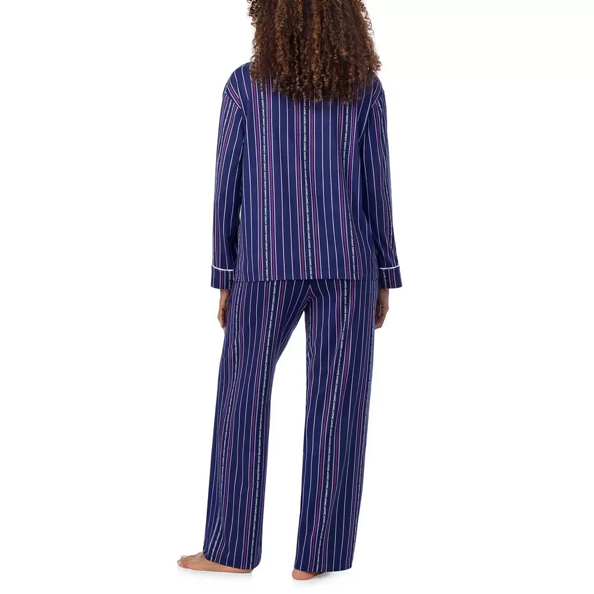 DKNY Women's Notch Collar Pyjama Set in Blue, Small