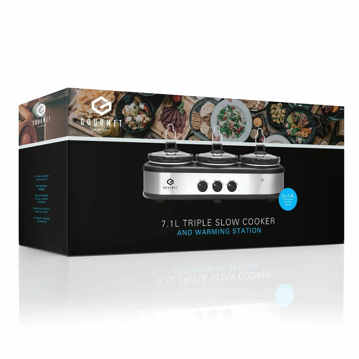 SensioHome Gourmet Triple Slow Cooker 7.1L