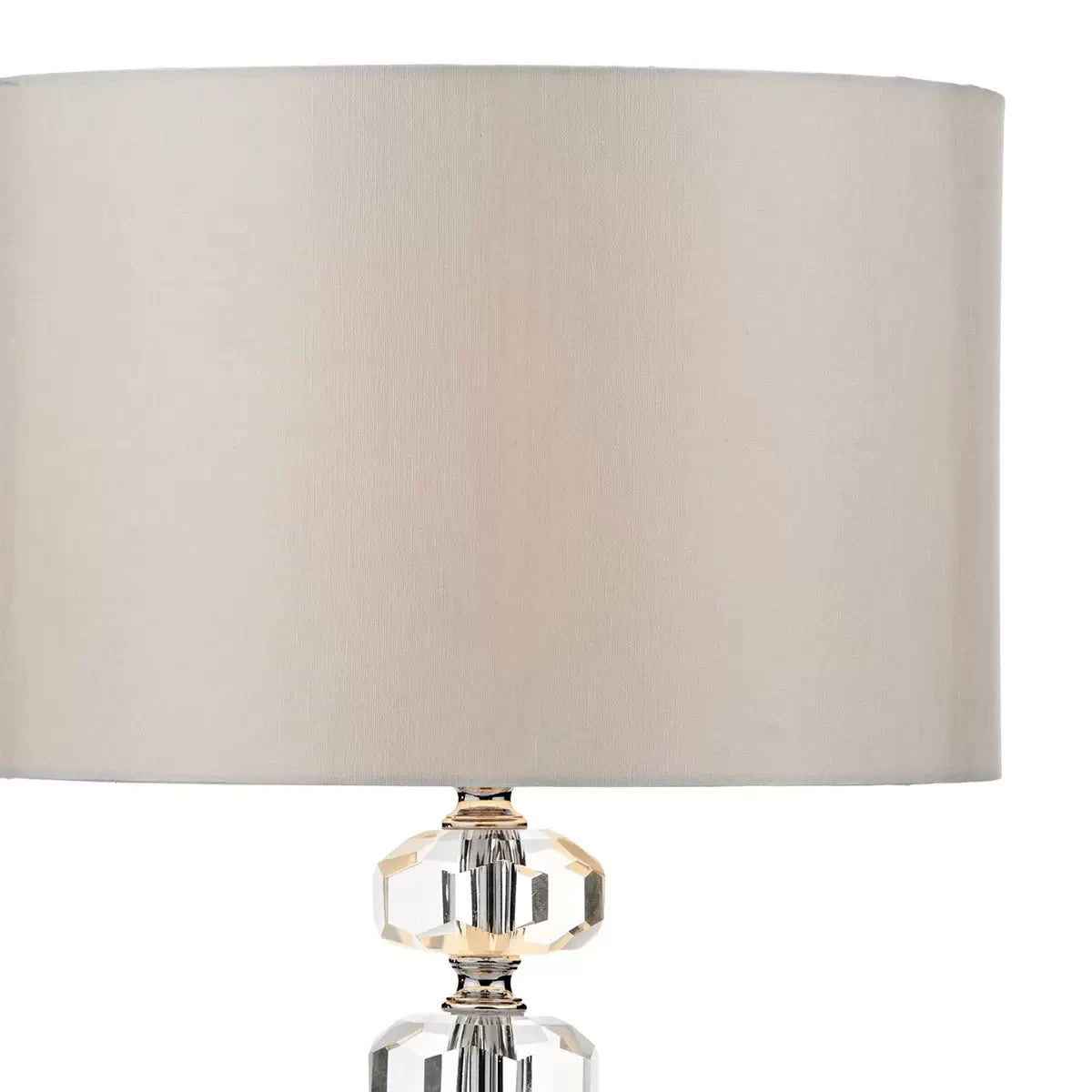 Oleana Polished Chrome Glass Crystal Table Lamp with Ivory Shade