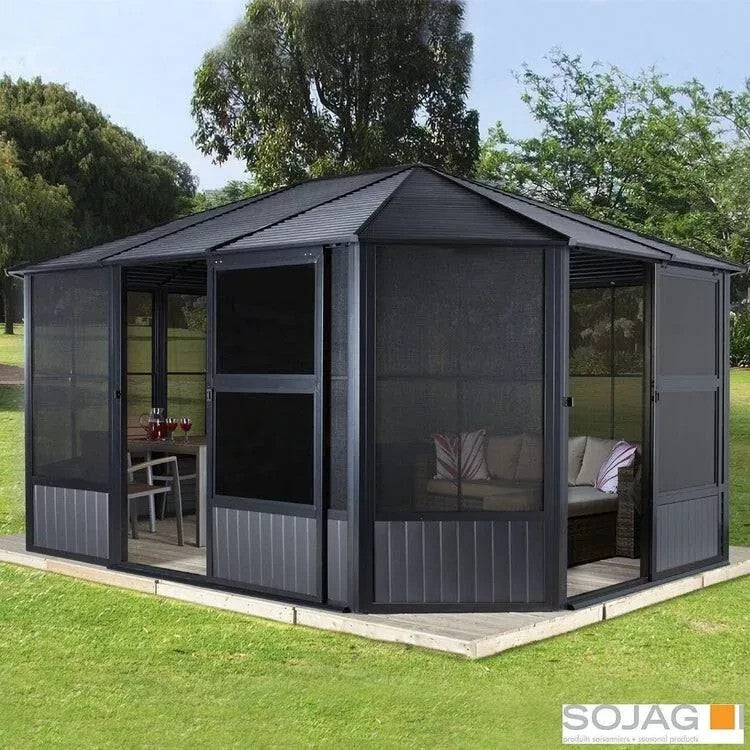 Sojag Charleston 12ft x 12ft (3.67 x 3.67m) Aluminium Frame Solarium Netting PCV